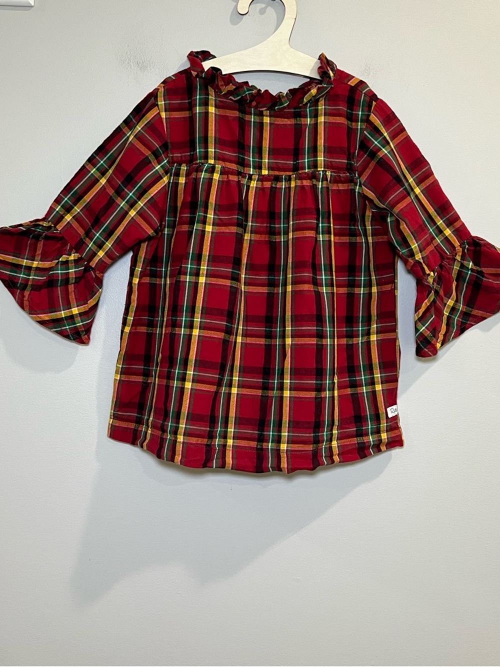 Ruffle Butts Red Plaid‎ Ruffle-Neck Blouse Girls top size 6